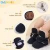 imageInfant Baby Boys Girls Cozy Fleece Booties Stay on Slippers Non Slip Soft Gripper Sock Shoes Toddler First Walker Newborn Crib Birthday Shower GiftB01Navy Bluerubber Sole