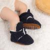 imageInfant Baby Boys Girls Cozy Fleece Booties Stay on Slippers Non Slip Soft Gripper Sock Shoes Toddler First Walker Newborn Crib Birthday Shower GiftB01Navy Bluerubber Sole