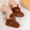 imageInfant Baby Boys Girls Cozy Fleece Booties Stay on Slippers Non Slip Soft Gripper Sock Shoes Toddler First Walker Newborn Crib Birthday Shower GiftB01Brownrubber Sole