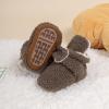 imageInfant Baby Boys Girls Cozy Fleece Booties Stay on Slippers Non Slip Soft Gripper Sock Shoes Toddler First Walker Newborn Crib Birthday Shower GiftB01Rgrayish Brownrubber Sole