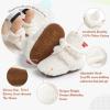 imageInfant Baby Boys Girls Cozy Fleece Booties Stay on Slippers Non Slip Soft Gripper Sock Shoes Toddler First Walker Newborn Crib Birthday Shower GiftCFleece White