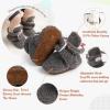 imageInfant Baby Boys Girls Cozy Fleece Booties Stay on Slippers Non Slip Soft Gripper Sock Shoes Toddler First Walker Newborn Crib Birthday Shower GiftCFleece Dark Grey