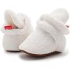 imageInfant Baby Boys Girls Cozy Fleece Booties Stay on Slippers Non Slip Soft Gripper Sock Shoes Toddler First Walker Newborn Crib Birthday Shower GiftGWhite