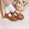 imageMary Jane Little Girls Dress Shoes Toddler Baby Ballet Flats Flower Girls Wedding Party Bow Princess Kid Shoes5304light Brown