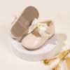 imageMary Jane Little Girls Dress Shoes Toddler Baby Ballet Flats Flower Girls Wedding Party Bow Princess Kid ShoesAbeige