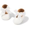 imageBaby Mary Jane Flats for Girls with Bowknot Cotton Anti Skid Sole Infant First Walker Princess Dress Crib Wedding Shoes1aWhite