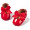 imageBaby Mary Jane Flats for Girls with Bowknot Cotton Anti Skid Sole Infant First Walker Princess Dress Crib Wedding ShoesARed