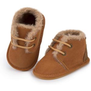 imageBaby Boys Girls Shoes Infant HighTop Ankle Sneakers NonSlip Soft Sole Toddler Prewalker Newborn First Walkers Crib ShoesIFleece Light Brown