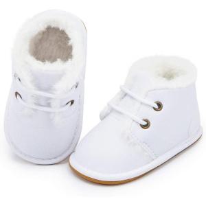 imageBaby Boys Girls Shoes Infant HighTop Ankle Sneakers NonSlip Soft Sole Toddler Prewalker Newborn First Walkers Crib ShoesIFleece White