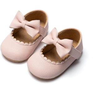 imageBaby Mary Jane Flats for Girls with Bowknot Cotton Anti Skid Sole Infant First Walker Princess Dress Crib Wedding ShoesCPink
