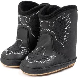 imageBaby Western Cowboy Boots Infant Boys Girls NonSlip Soft Sole Booties Toddler Newborn First Walker Crib Shoes3167Black