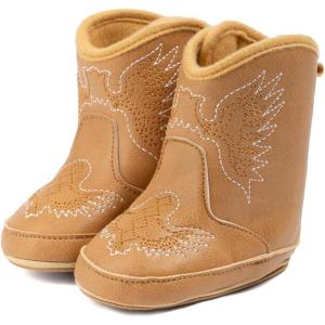 imageBaby Western Cowboy Boots Infant Boys Girls NonSlip Soft Sole Booties Toddler Newborn First Walker Crib Shoes3167Light Brown