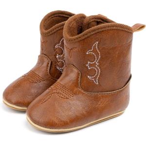 imageBaby Western Cowboy Boots Infant Boys Girls NonSlip Soft Sole Booties Toddler Newborn First Walker Crib ShoesBrown