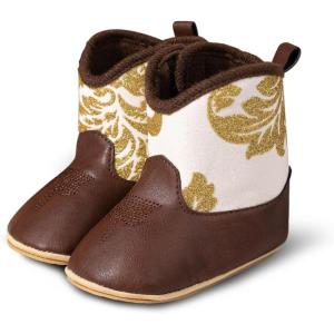 imageBaby Western Cowboy Boots Infant Boys Girls NonSlip Soft Sole Booties Toddler Newborn First Walker Crib ShoesGold