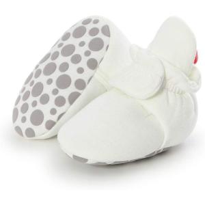 imageInfant Baby Boys Girls Cozy Fleece Booties Stay on Slippers Non Slip Soft Gripper Sock Shoes Toddler First Walker Newborn Crib Birthday Shower GiftAWhite