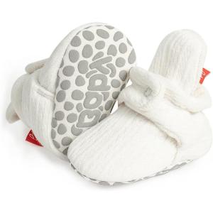 imageInfant Baby Boys Girls Cozy Fleece Booties Stay on Slippers Non Slip Soft Gripper Sock Shoes Toddler First Walker Newborn Crib Birthday Shower GiftFWhite