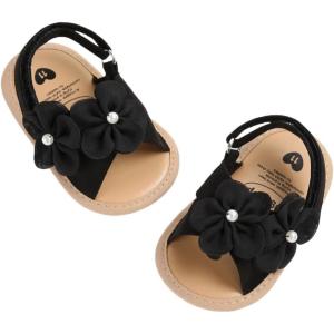 imageInfant Baby Girls Sandals Summer Open Toe Wedding Princess Dress Shoe Soft Sole Baby Shoes for Newborn Girl2012 Black