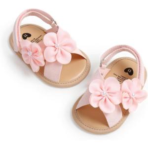 imageInfant Baby Girls Sandals Summer Open Toe Wedding Princess Dress Shoe Soft Sole Baby Shoes for Newborn Girl2012 Pink