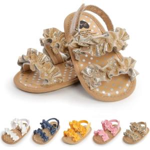 imageInfant Baby Girls Sandals Summer Open Toe Wedding Princess Dress Shoe Soft Sole Baby Shoes for Newborn GirlBGold