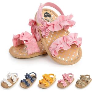 imageInfant Baby Girls Sandals Summer Open Toe Wedding Princess Dress Shoe Soft Sole Baby Shoes for Newborn GirlBPink
