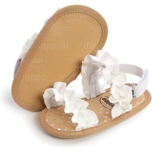 imageInfant Baby Girls Sandals Summer Open Toe Wedding Princess Dress Shoe Soft Sole Baby Shoes for Newborn GirlBWhite