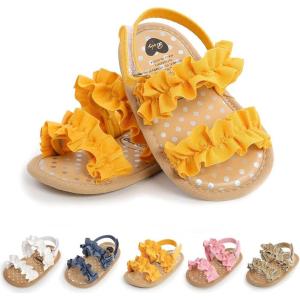 imageInfant Baby Girls Sandals Summer Open Toe Wedding Princess Dress Shoe Soft Sole Baby Shoes for Newborn GirlBYellow