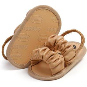 imageInfant Baby Girls Sandals Summer Open Toe Wedding Princess Dress Shoe Soft Sole Baby Shoes for Newborn GirlD01Brown