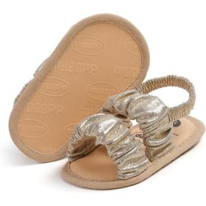 imageInfant Baby Girls Sandals Summer Open Toe Wedding Princess Dress Shoe Soft Sole Baby Shoes for Newborn GirlD01Gold