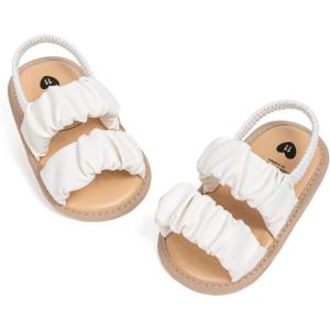 imageInfant Baby Girls Sandals Summer Open Toe Wedding Princess Dress Shoe Soft Sole Baby Shoes for Newborn GirlD01White