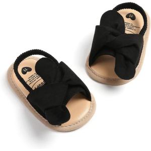 imageInfant Baby Girls Sandals Summer Open Toe Wedding Princess Dress Shoe Soft Sole Baby Shoes for Newborn GirlF01Black