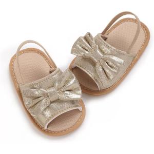 imageInfant Baby Girls Sandals Summer Open Toe Wedding Princess Dress Shoe Soft Sole Baby Shoes for Newborn GirlI01Gold