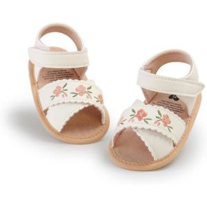 imageInfant Baby Girls Sandals Summer Open Toe Wedding Princess Dress Shoe Soft Sole Baby Shoes for Newborn GirlM2070 White
