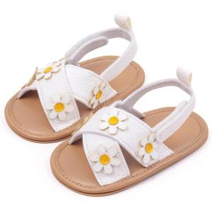 imageInfant Baby Girls Sandals Summer Open Toe Wedding Princess Dress Shoe Soft Sole Baby Shoes for Newborn GirlR01White