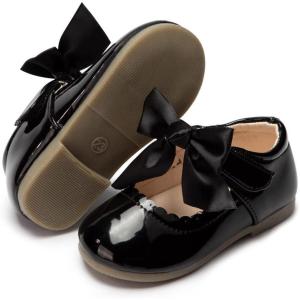 imageMary Jane Little Girls Dress Shoes Toddler Baby Ballet Flats Flower Girls Wedding Party Bow Princess Kid ShoesAblack