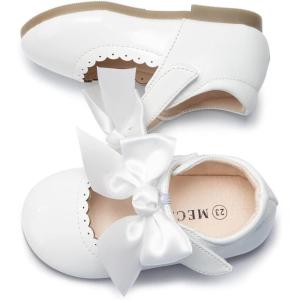 imageMary Jane Little Girls Dress Shoes Toddler Baby Ballet Flats Flower Girls Wedding Party Bow Princess Kid ShoesAwhite