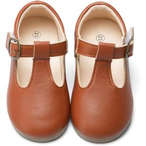 imageMary Jane Little Girls Dress Shoes Toddler Baby Ballet Flats Flower Girls Wedding Party Bow Princess Kid ShoesBbrown