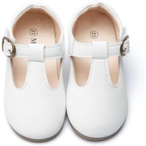 imageMary Jane Little Girls Dress Shoes Toddler Baby Ballet Flats Flower Girls Wedding Party Bow Princess Kid ShoesBwhite