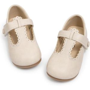 imageMary Jane Little Girls Dress Shoes Toddler Baby Ballet Flats Flower Girls Wedding Party Bow Princess Kid ShoesCapricot