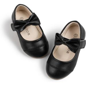 imageMary Jane Little Girls Dress Shoes Toddler Baby Ballet Flats Flower Girls Wedding Party Bow Princess Kid ShoesDblack
