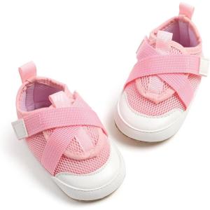 imageNewborn Baby Boys Girls Sneakers Infant HighTop Shoes Breathable NonSlip Soft Sole Toddler Prewalker First Walkers Crib ShoesBPink