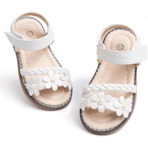 imageToddler Girls Sandals Little Girl Summer Flat Sandal Baby Open Toe Outdoor Beach Holiday Dress Shoes5249 White