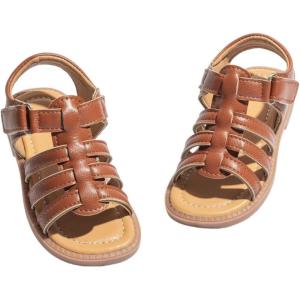 imageToddler Girls Sandals Little Girl Summer Flat Sandal Baby Open Toe Outdoor Beach Holiday Dress ShoesA01brown