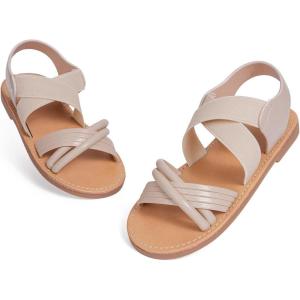 imageToddler Girls Sandals Little Girl Summer Flat Sandal Baby Open Toe Outdoor Beach Holiday Dress ShoesA04beige