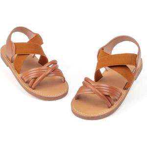imageToddler Girls Sandals Little Girl Summer Flat Sandal Baby Open Toe Outdoor Beach Holiday Dress ShoesA04brown