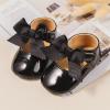 imageBaby Mary Jane Flats for Girls with Bowknot Cotton Anti Skid Sole Infant First Walker Princess Dress Crib Wedding ShoesBBlack