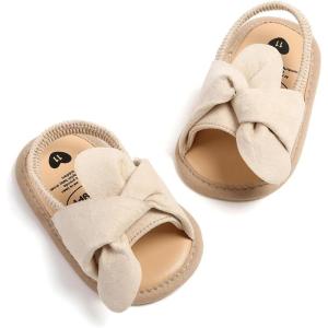 imageInfant Baby Girls Sandals Summer Open Toe Wedding Princess Dress Shoe Soft Sole Baby Shoes for Newborn GirlF01Apricot