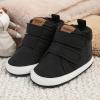 imageBaby Boys Girls Dress Shoes Winter Warm Newborn HighTop Ankle Sneakers NonSlip Soft Sole Toddler Prewalker Infant First Walkers Crib ShoesC01Fleece Black