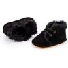 imageBaby Boys Girls Dress Shoes Winter Warm Newborn HighTop Ankle Sneakers NonSlip Soft Sole Toddler Prewalker Infant First Walkers Crib ShoesIFleece Black