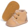 imageBaby Boys Girls Dress Shoes Winter Warm Newborn HighTop Ankle Sneakers NonSlip Soft Sole Toddler Prewalker Infant First Walkers Crib ShoesIFleece Khaki