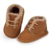 imageBaby Boys Girls Dress Shoes Winter Warm Newborn HighTop Ankle Sneakers NonSlip Soft Sole Toddler Prewalker Infant First Walkers Crib ShoesIFleece Light Brown
